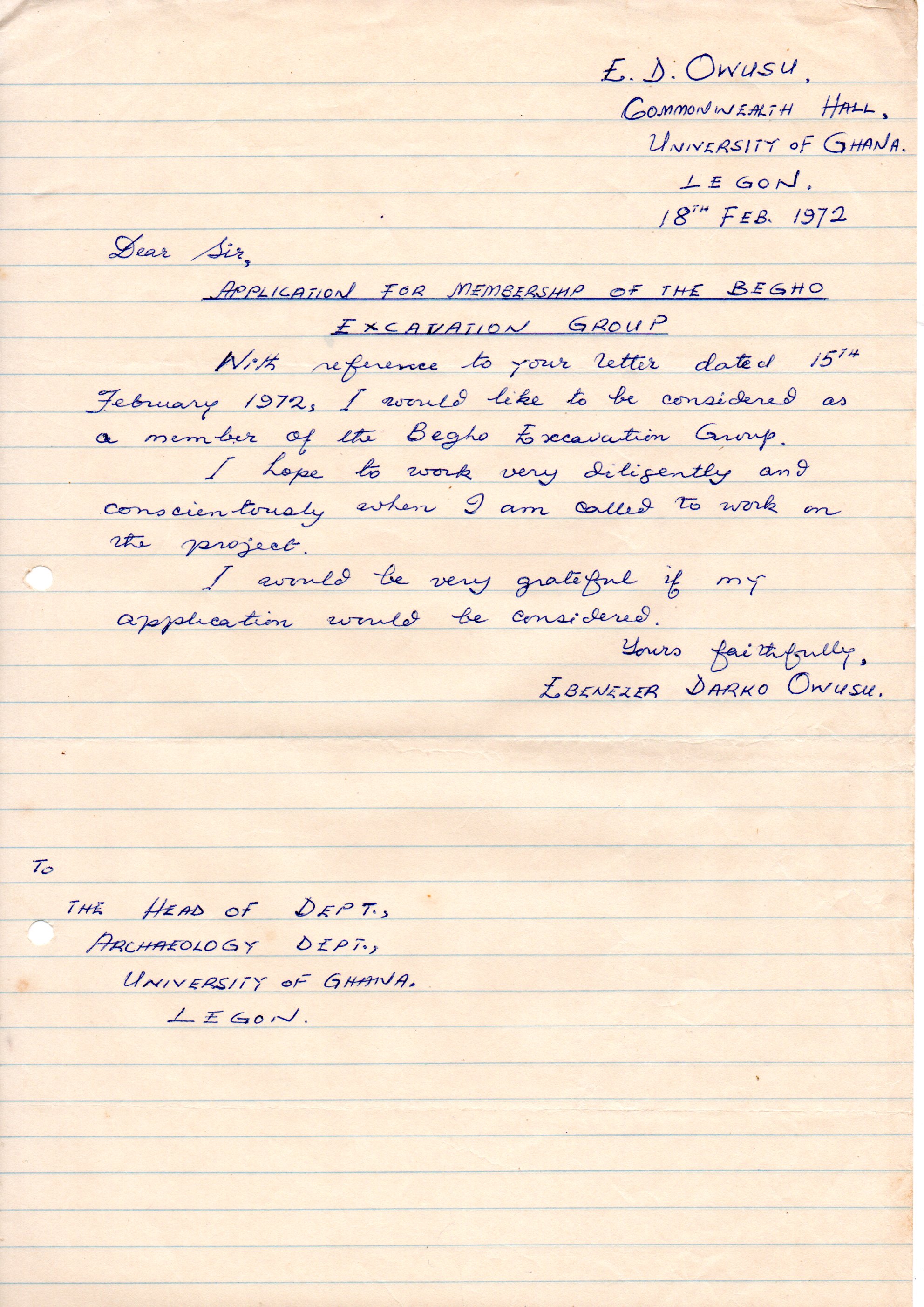 Letter of Correspondence