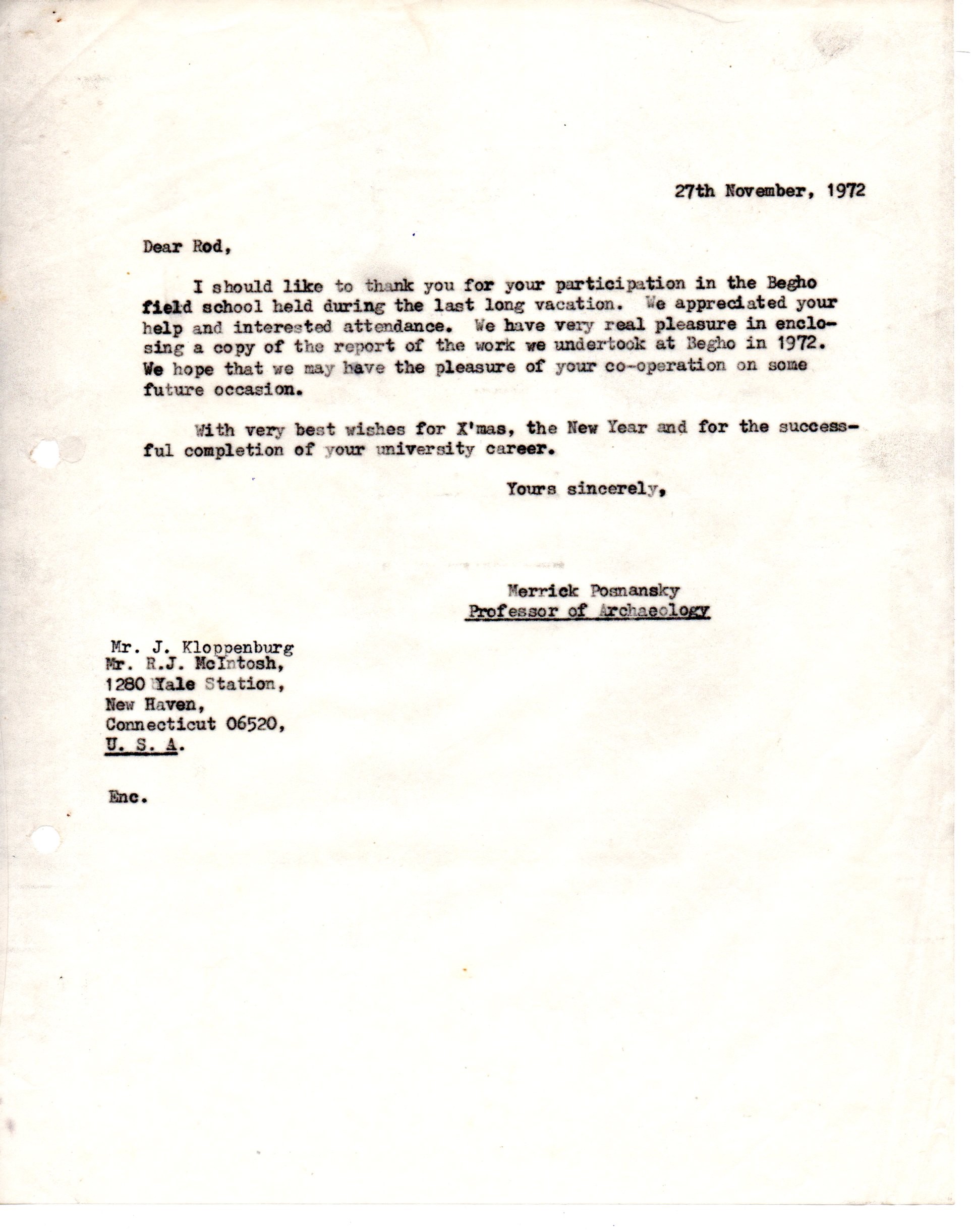 Letter of Correspondence
